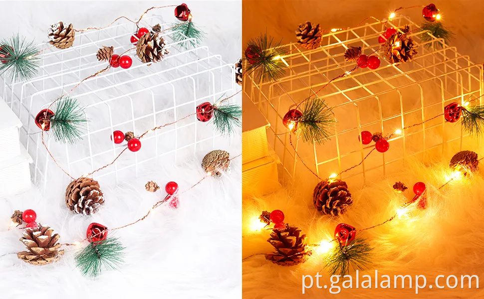 Luzes de fadas lideradas por pinho encantadoras para decoração de férias